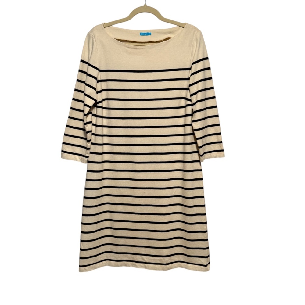 J. McLaughlin Breton Navy‎ Cream Striped Dress Size Large Nautical
